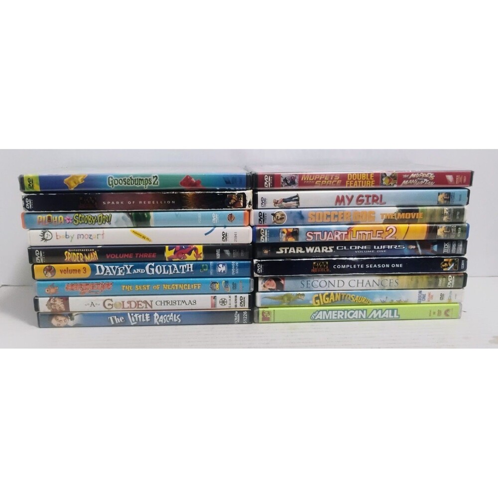 18 CT CHILDREN’S YOUNG ADULTS DVD LOT STAR WARS SCOOBY DOO MUPPETS SPIDERMAN ETC